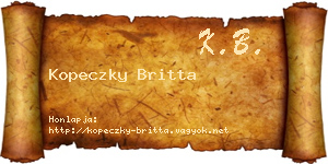 Kopeczky Britta névjegykártya